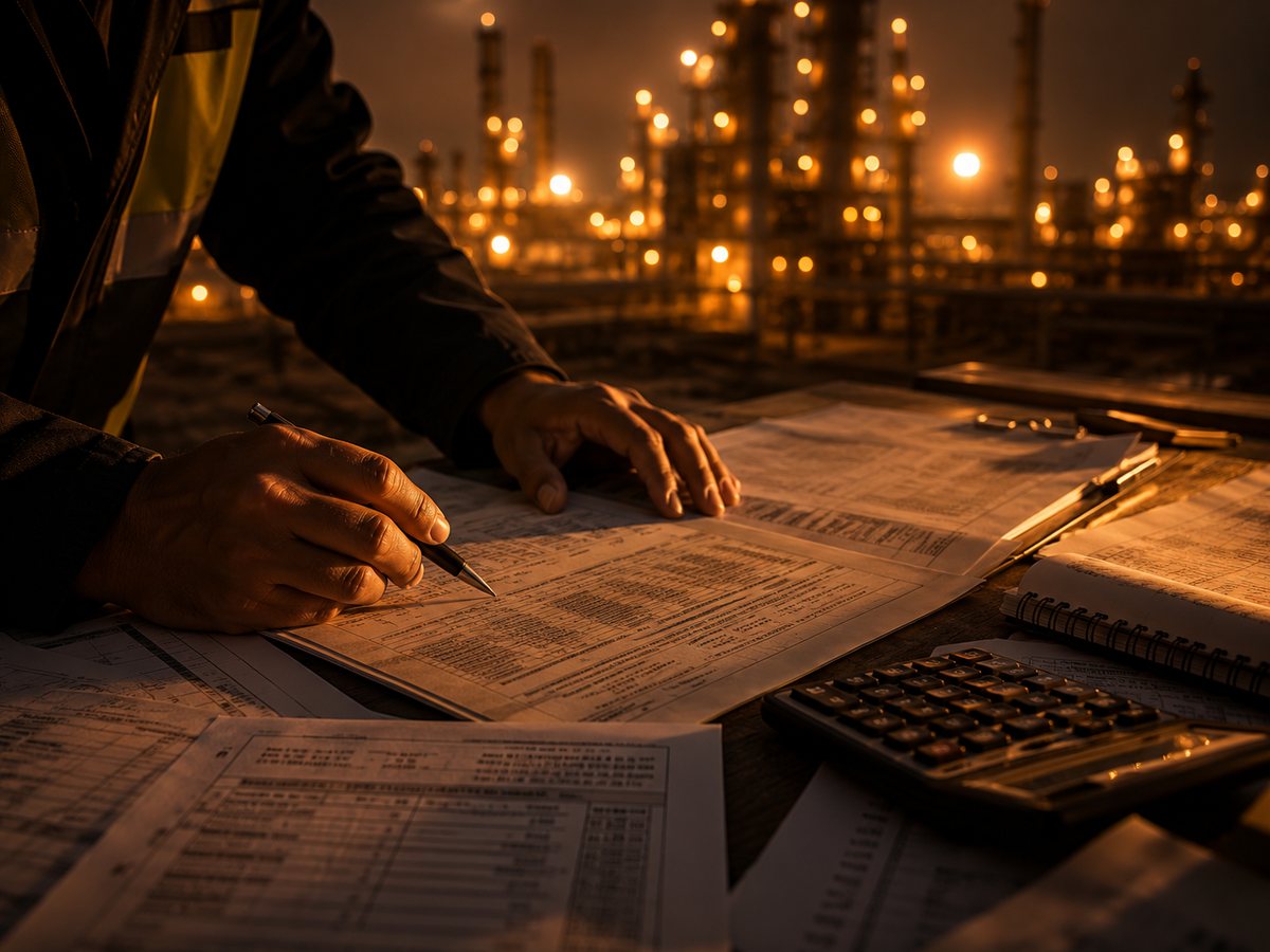 Manos sobre contrato y planillas